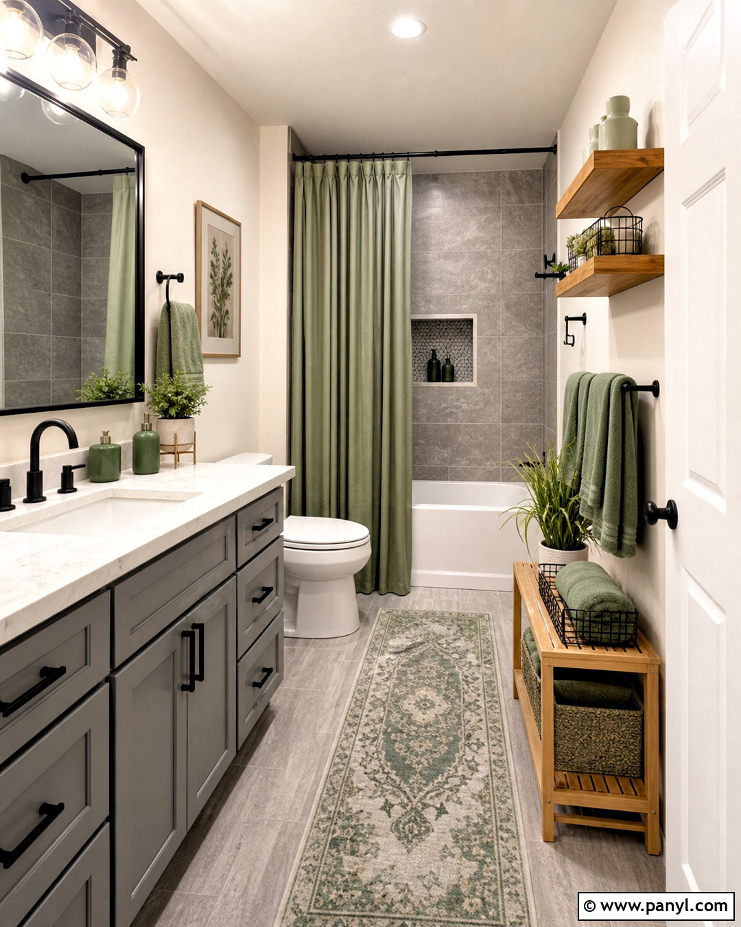 Grey Bathroom With Sage Green Accents - 20 grey and green bathroom ideas