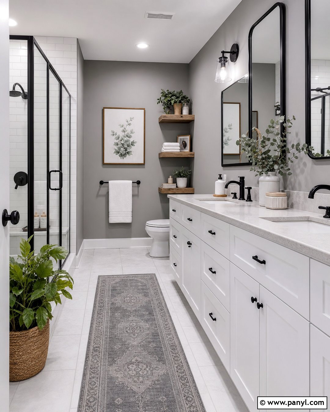 Grey Bathroom With White Tile - 50 grey wall ideas