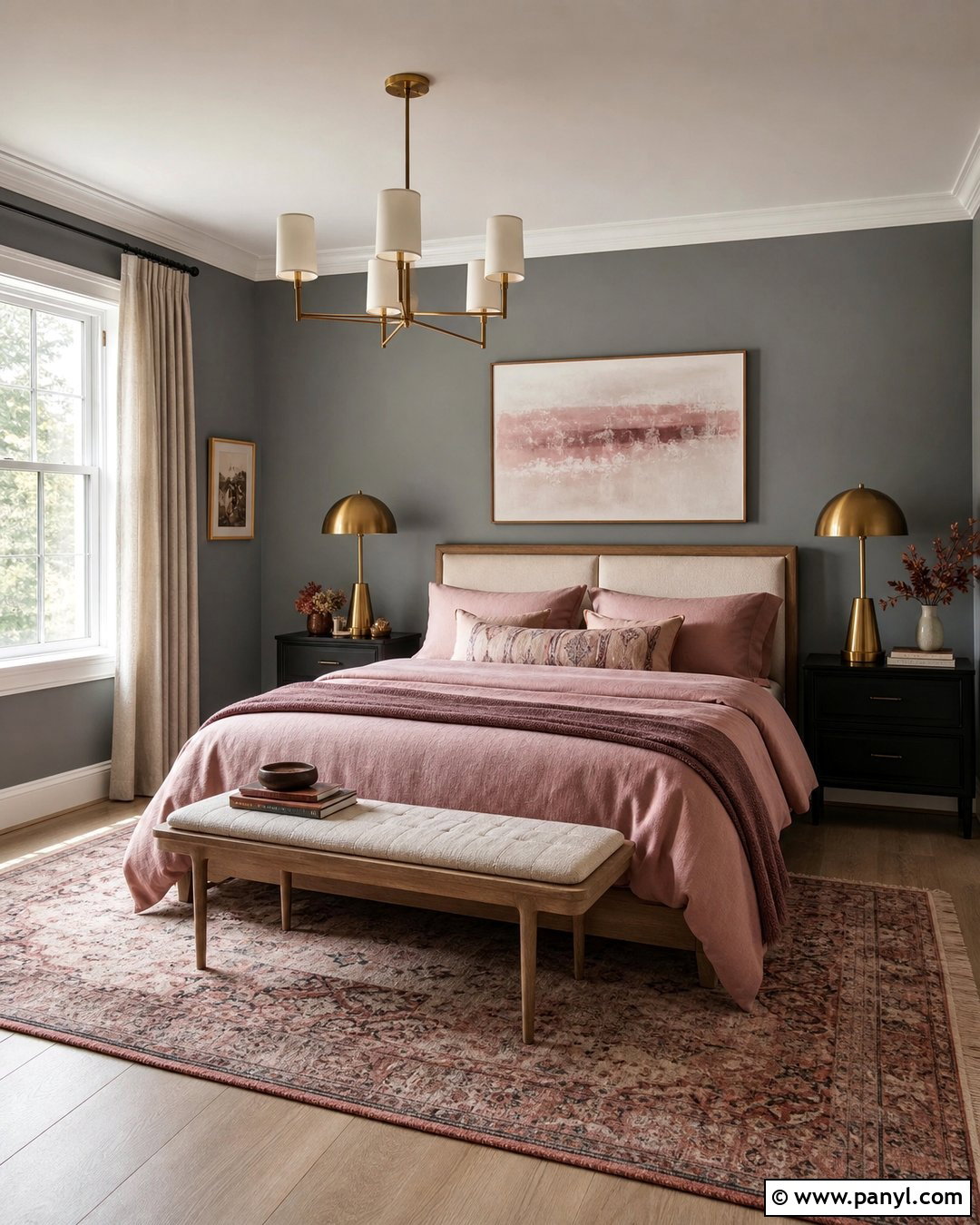Grey Bedroom With Pink Accents - 30 Grey Wall Paint Ideas