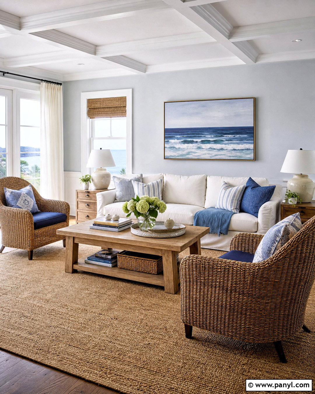 Grey Blue Walls In A Coastal Living Room - 20 grey blue walls