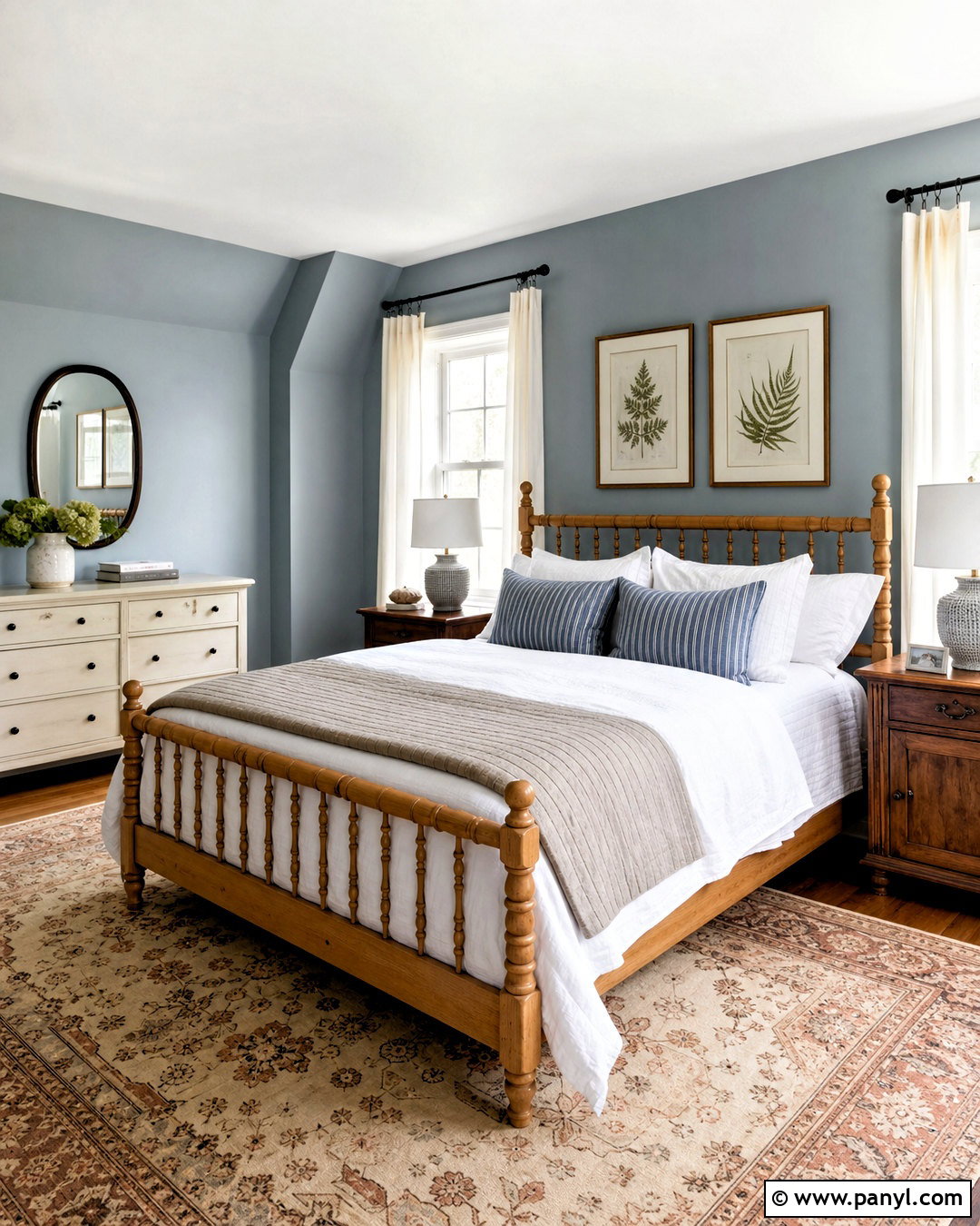 Grey Blue Walls In A Farmhouse Bedroom - 20 grey blue walls