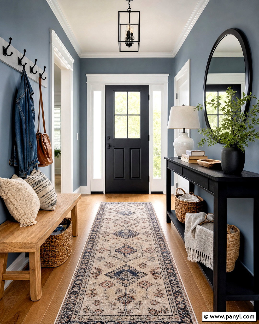 Grey Blue Walls With Black Entryway Accents - 20 grey blue walls