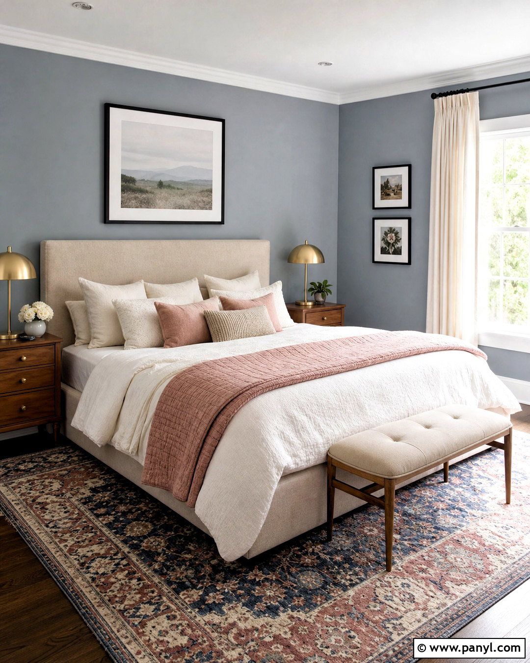 Grey Blue Walls With Blush Pink Accents - 20 grey blue walls