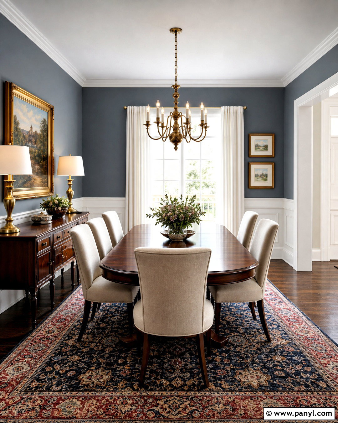 Grey Blue Walls With Brass Lighting - 20 grey blue walls