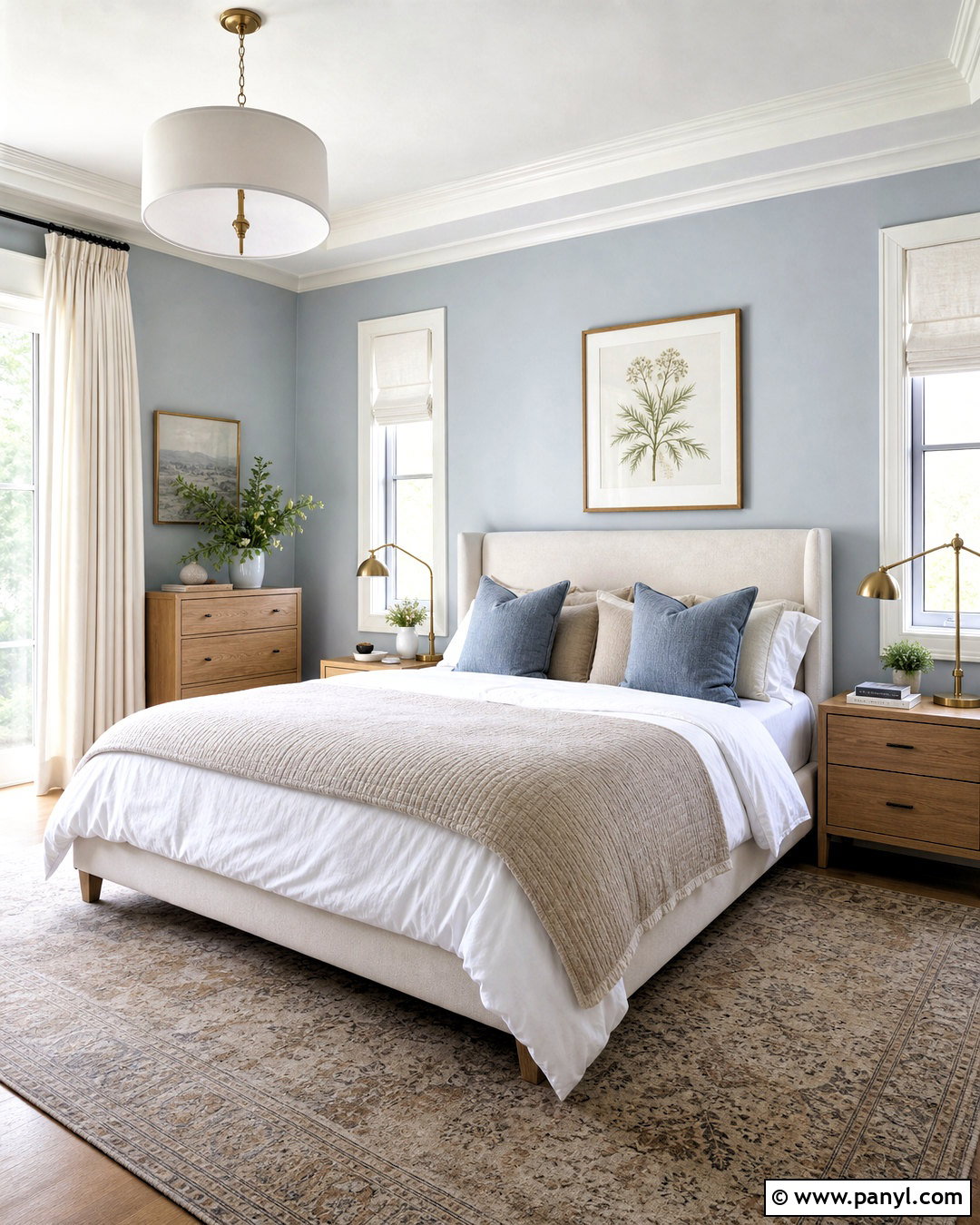 Grey Blue Walls With Cream Bedding - 20 grey blue walls