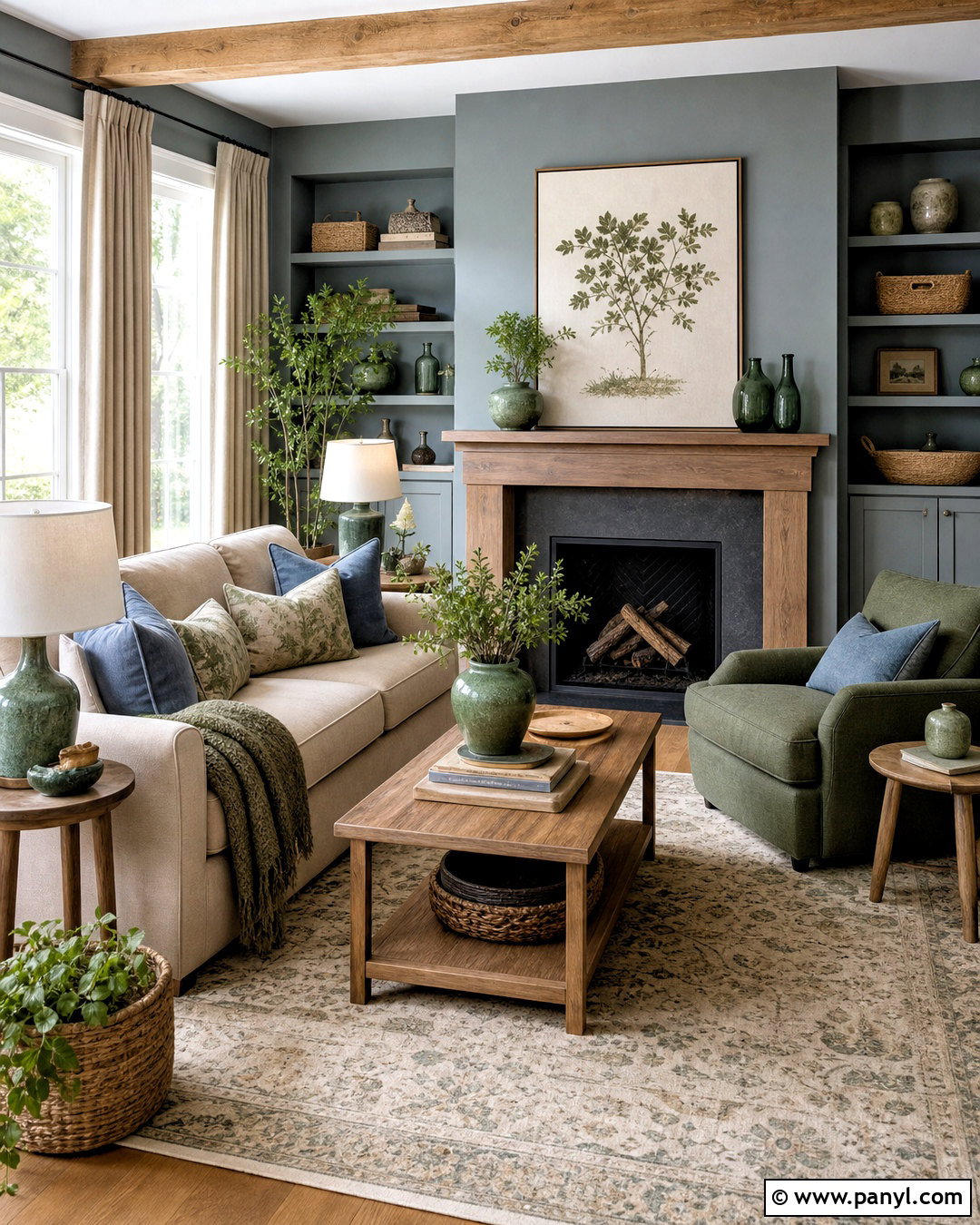 Grey Blue Walls With Sage Green Decor - 20 grey blue walls