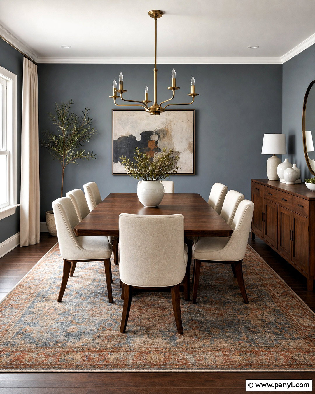 Grey Blue Walls With Walnut Dining Furniture - 20 grey blue walls