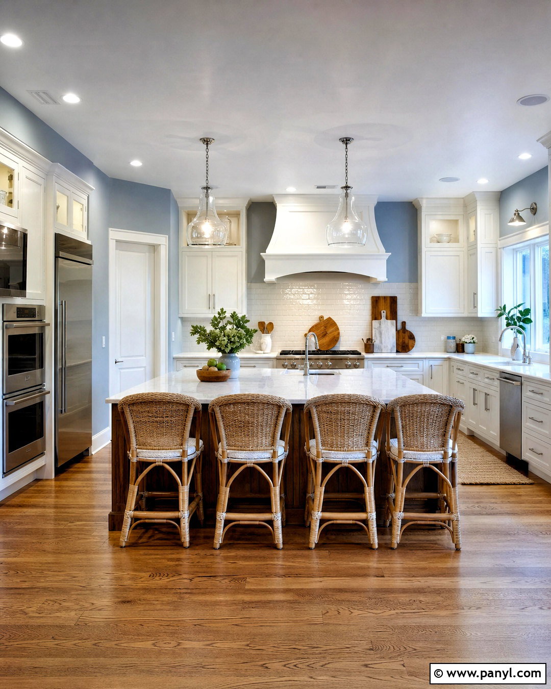 Grey Blue Walls With White Kitchen Cabinets - 20 grey blue walls