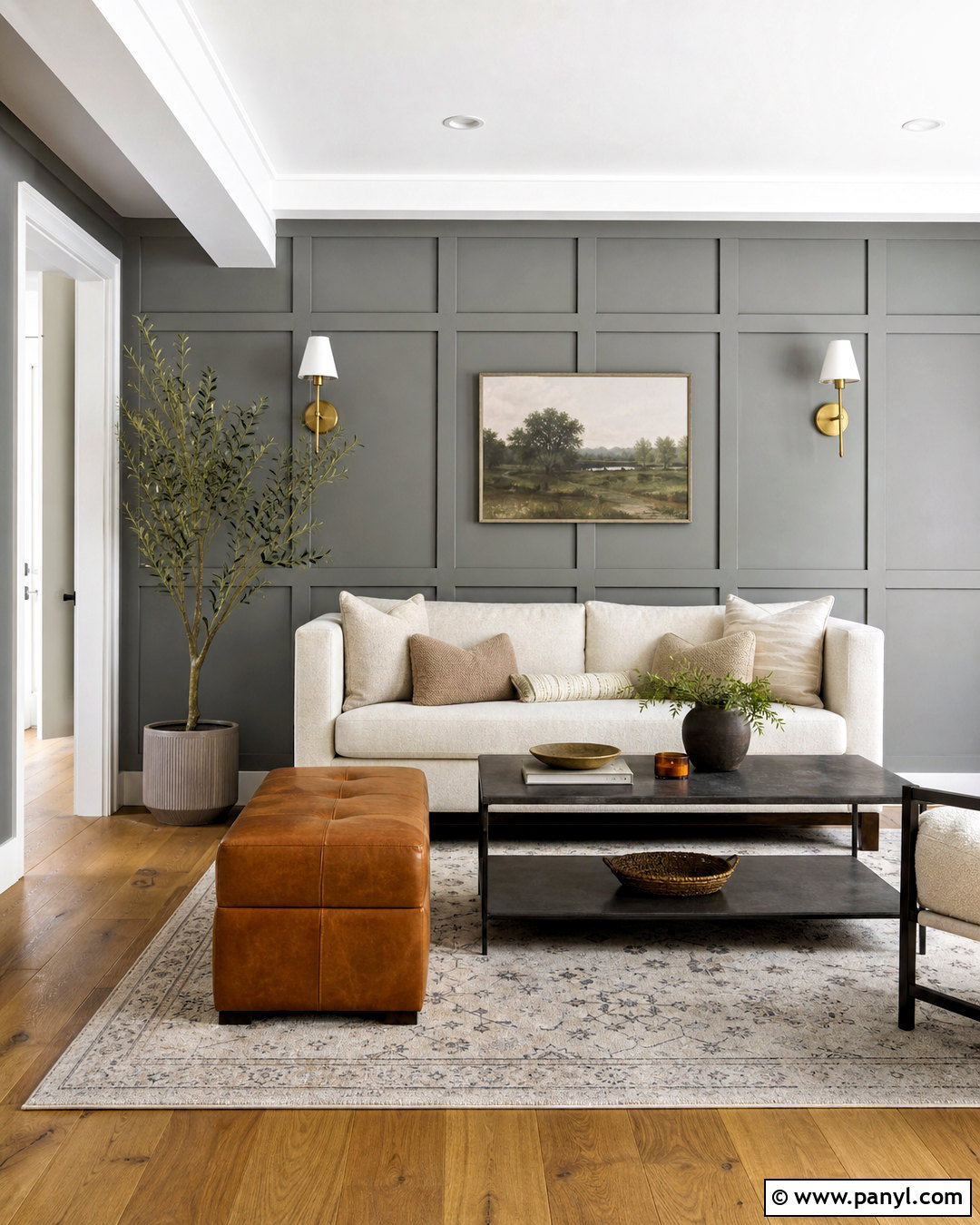 Grey Board And Batten Accent Wall - 20 grey accent wall living room ideas