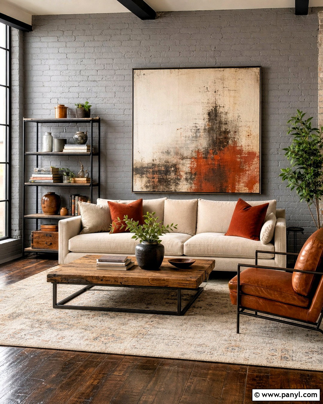Grey Brick Feature Wall - 20 grey feature wall living room ideas