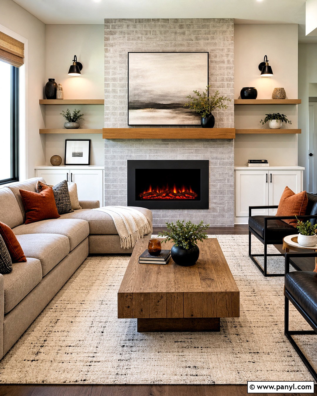 Grey Brick Fireplace With Electric Insert - 20 grey brick fireplace ideas