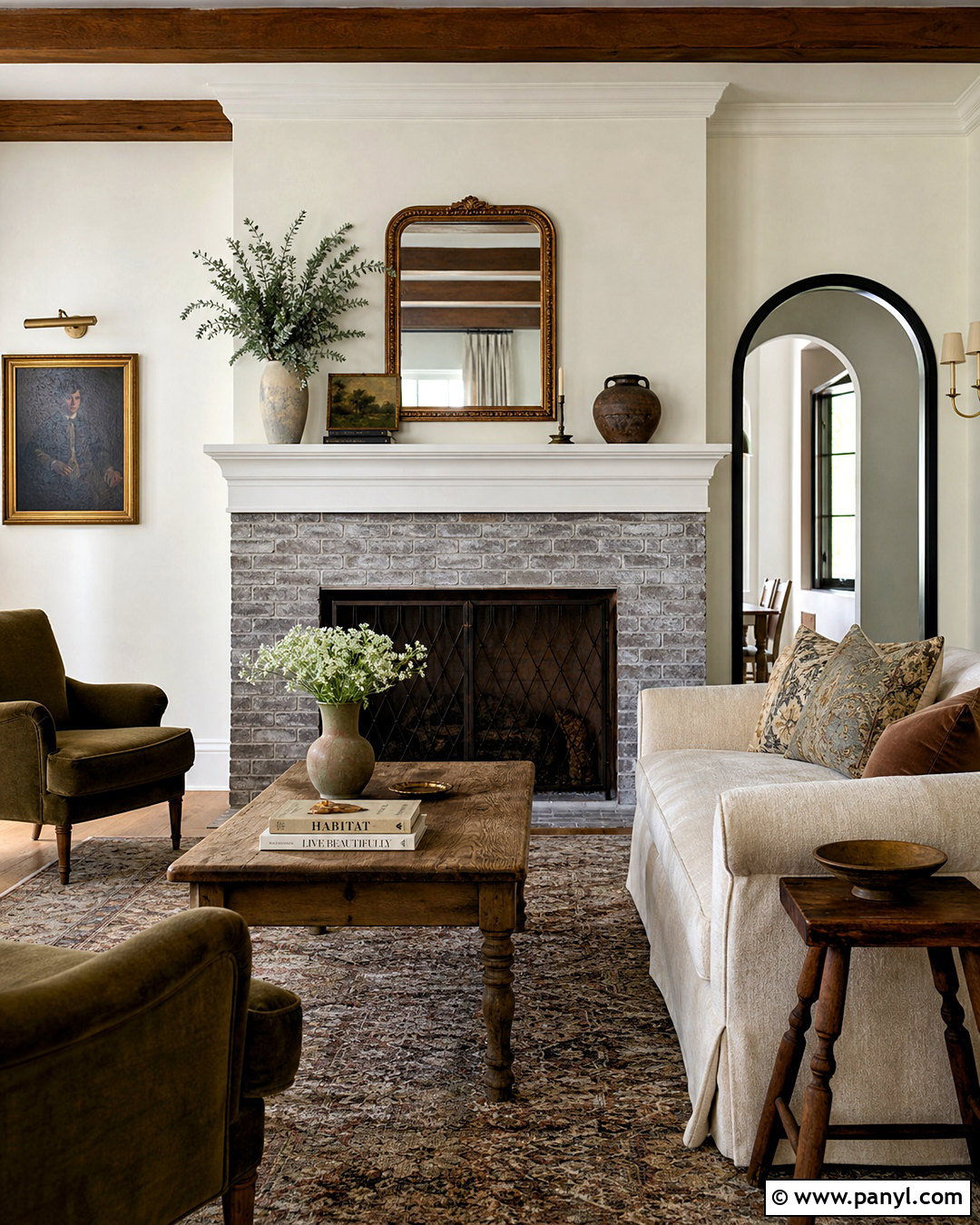 Grey Brick Fireplace With German Smear - 20 grey brick fireplace ideas