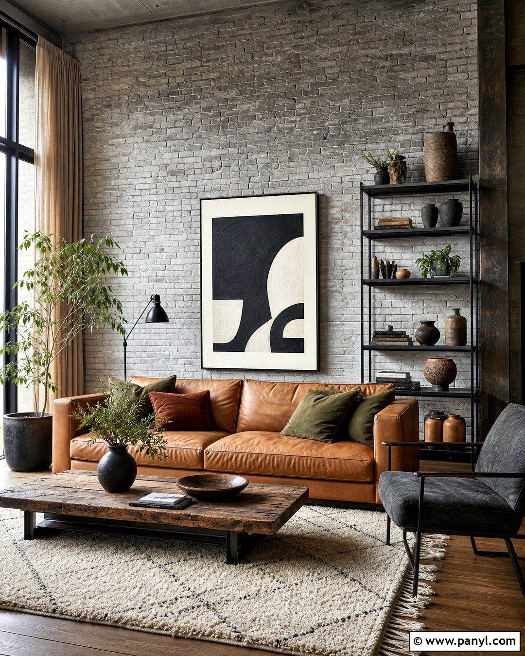 Grey Brick Wall Loft Living Room - 20 grey wall design ideas