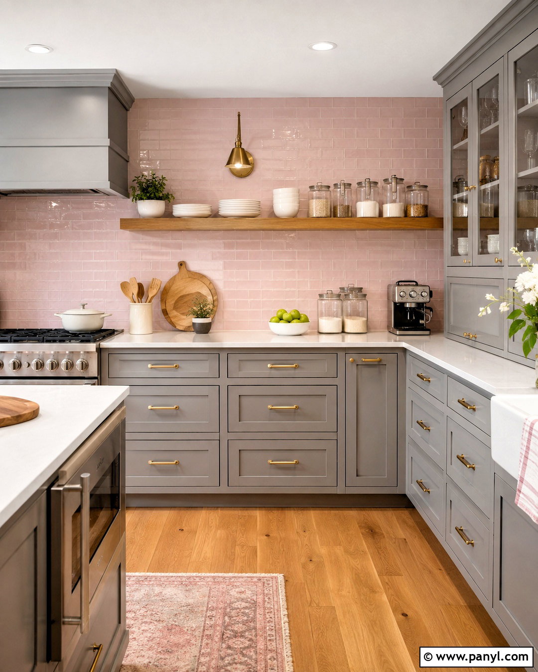 Grey Cabinets With Pink Tile Backsplash - 20 pink and grey kitchen ideas