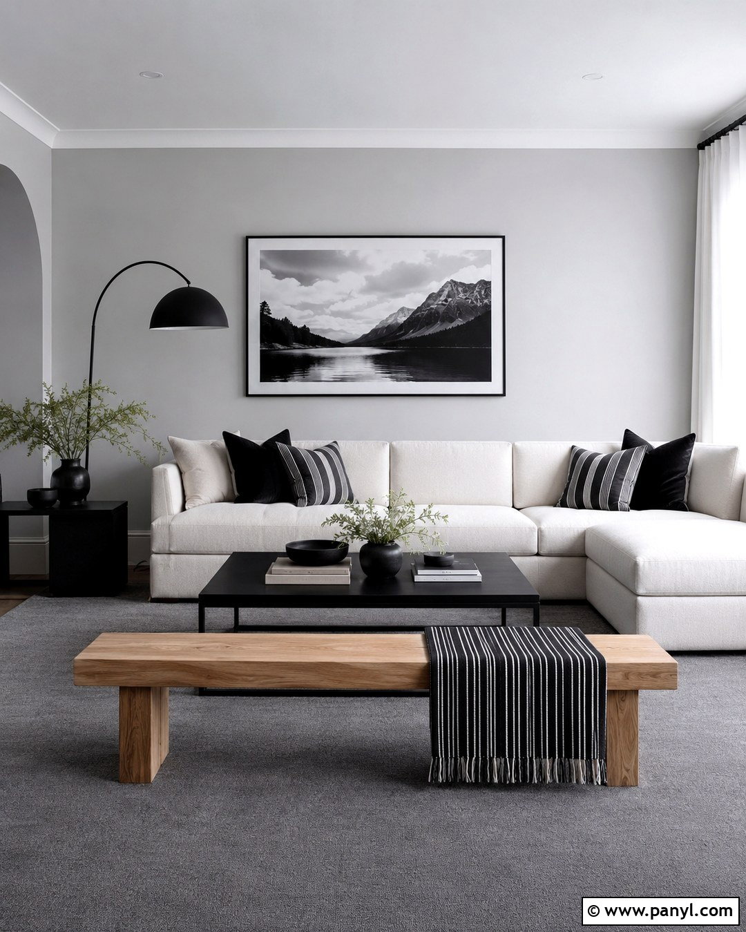 Grey Carpet And Grey Walls With Black And White Decor - 20 Grey Carpet Grey Walls