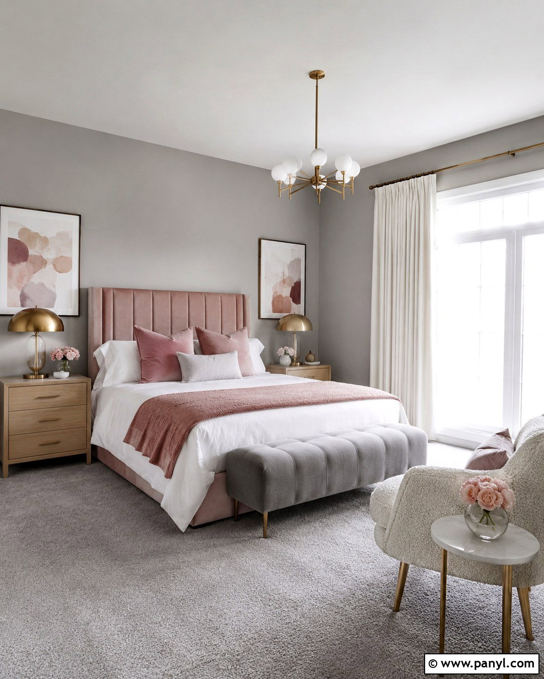Grey Carpet And Grey Walls With Blush Pink - 20 Grey Carpet Grey Walls
