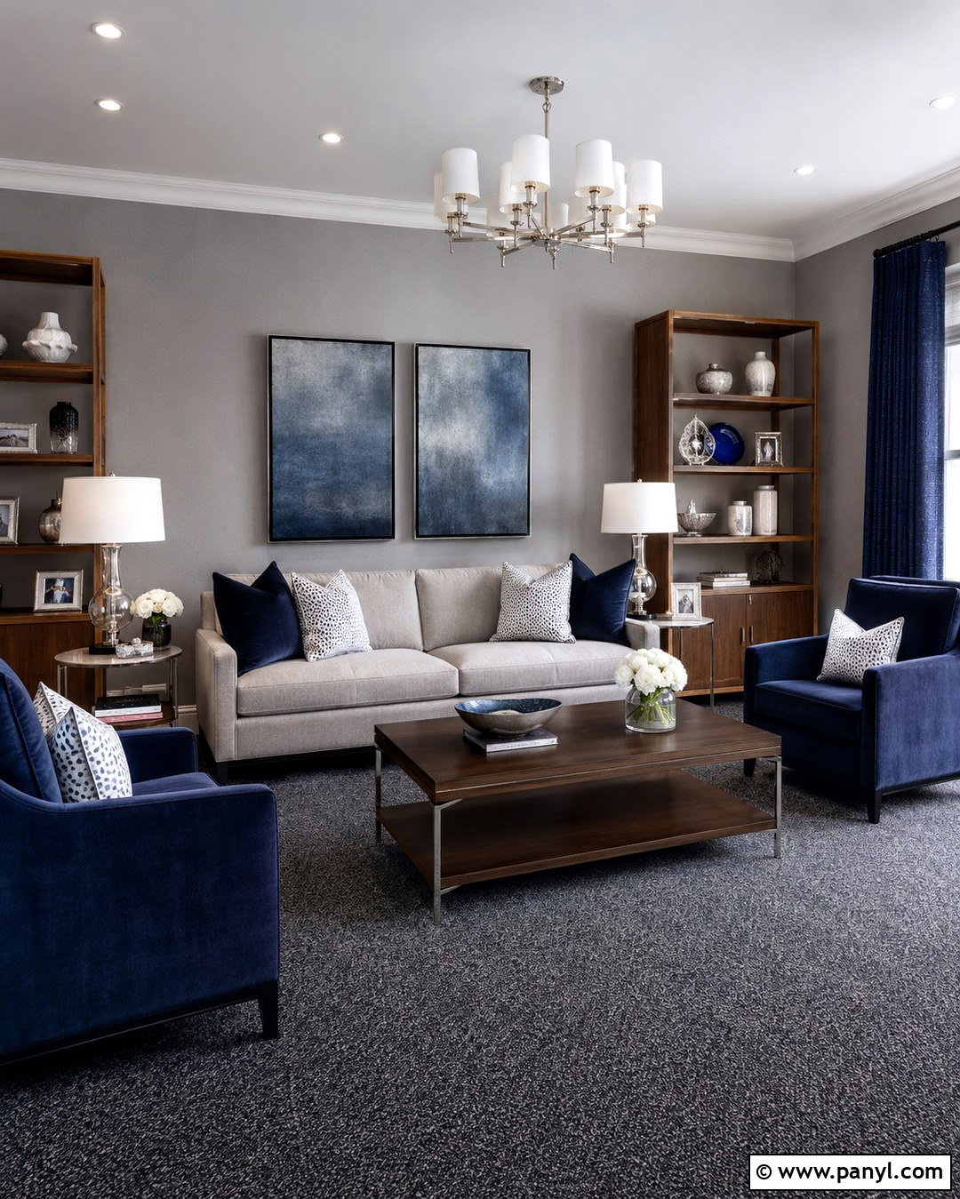 Grey Carpet And Grey Walls With Navy Accents - 20 Grey Carpet Grey Walls