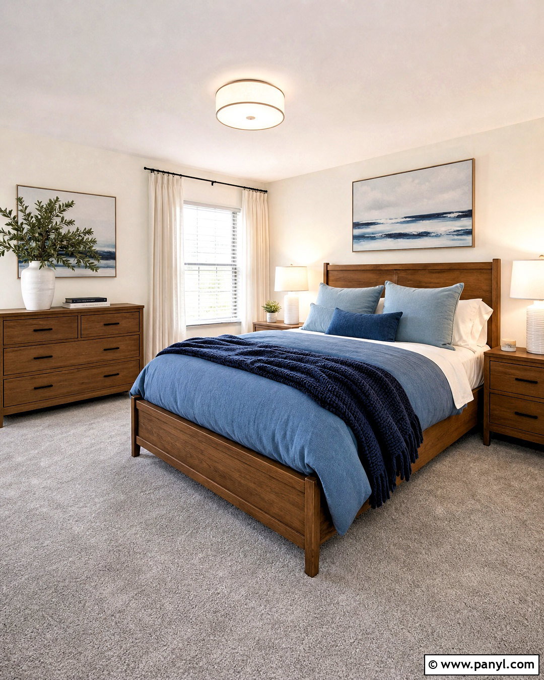 Grey Carpet Bedroom With Blue Bedding - 20 grey carpet bedroom ideas