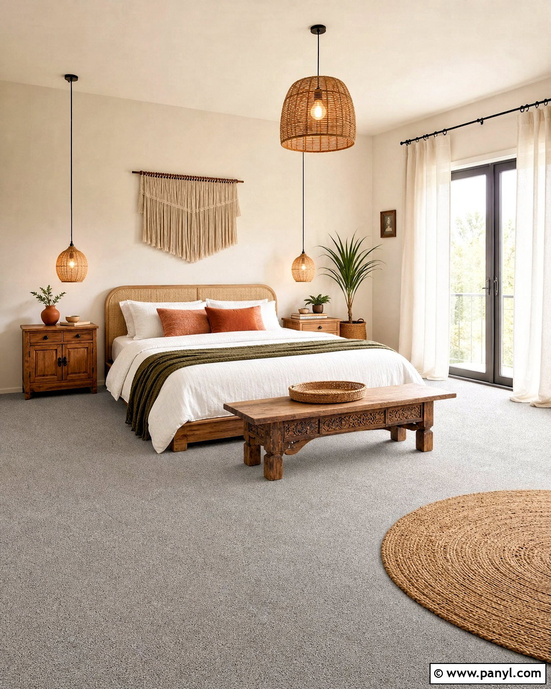 Grey Carpet Bedroom With Boho Decor - 20 grey carpet bedroom ideas