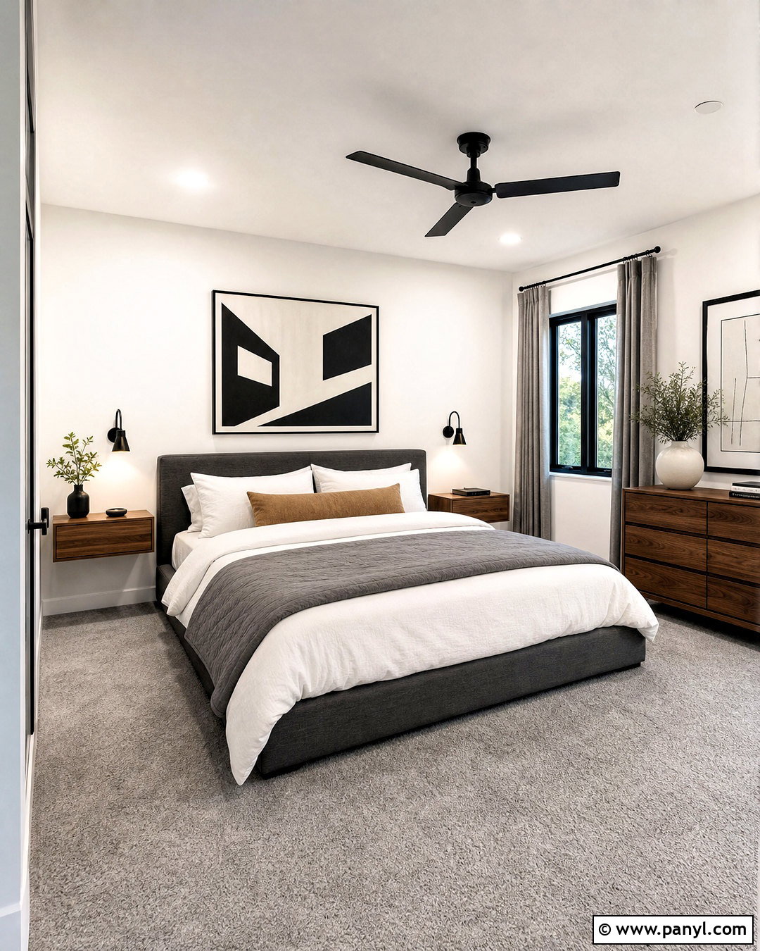 Grey Carpet Bedroom With Modern Decor - 20 grey carpet bedroom ideas