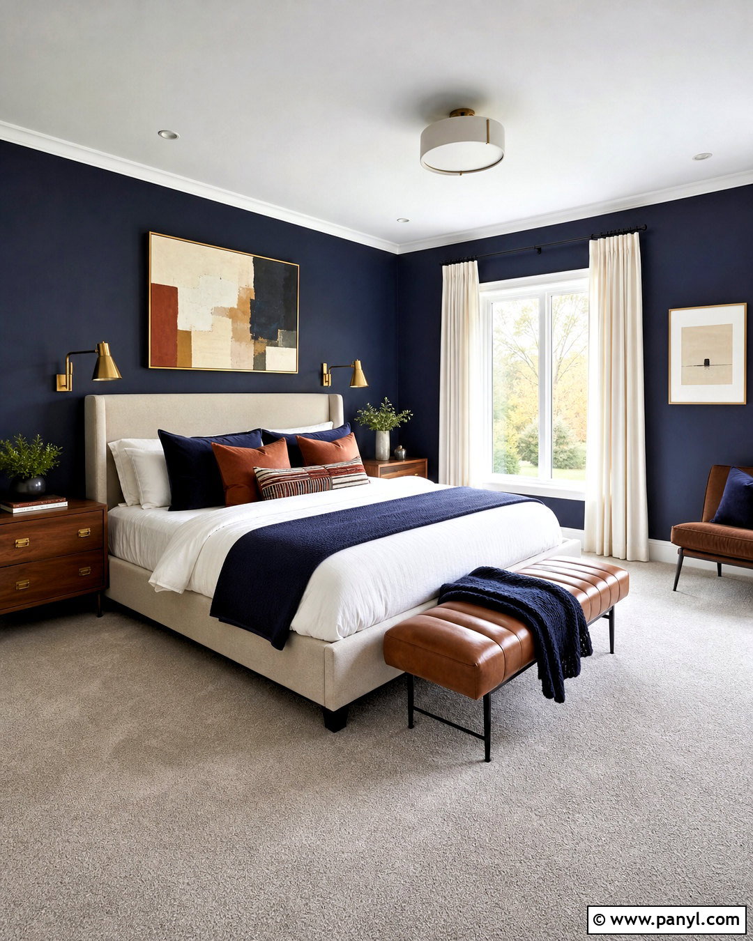 Grey Carpet Bedroom With Navy Blue Walls - 20 grey carpet bedroom ideas