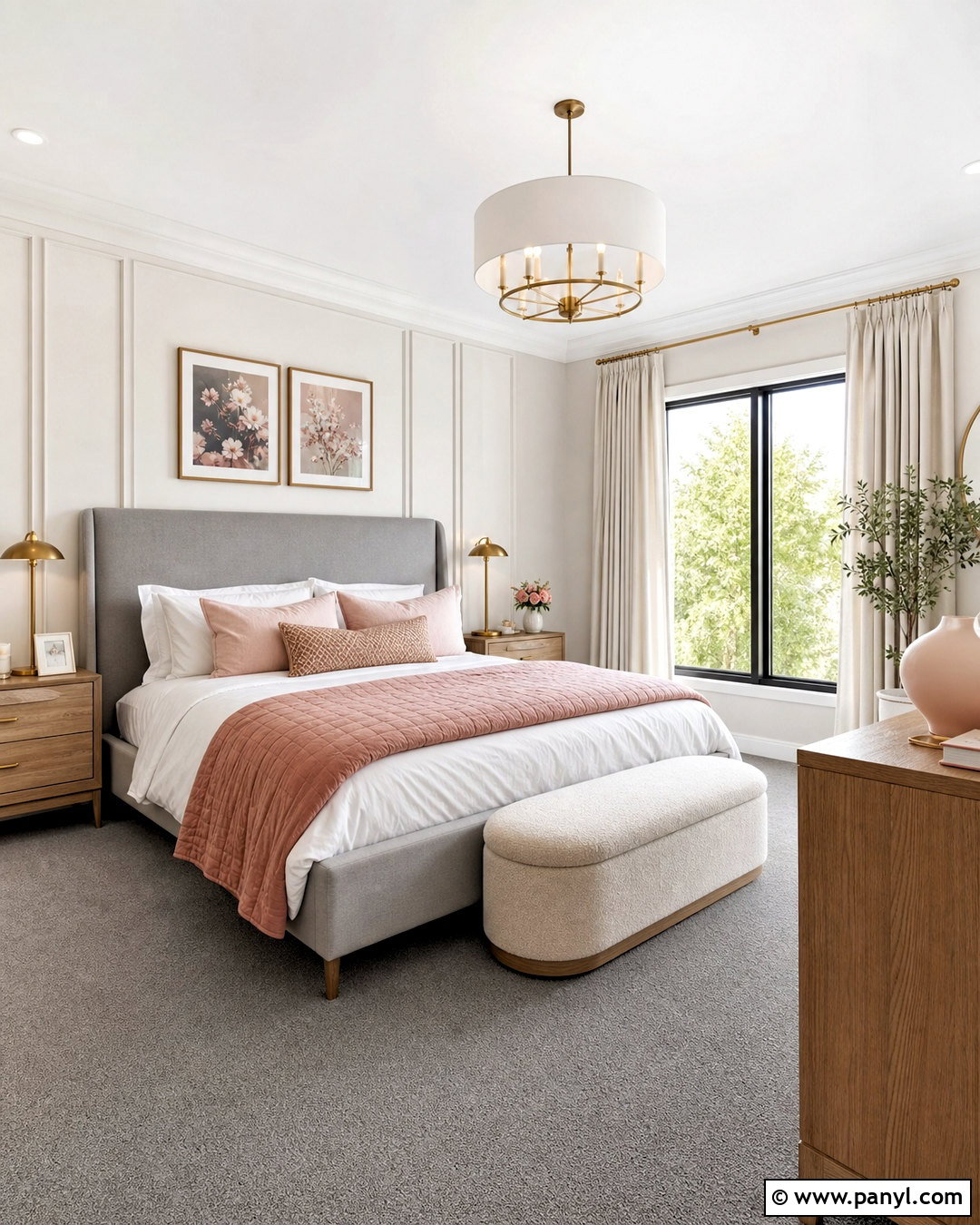 Grey Carpet Bedroom With Pink Accents - 20 grey carpet bedroom ideas