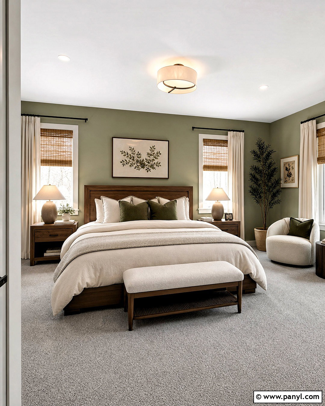 Grey Carpet Bedroom With Sage Green Walls - 20 grey carpet bedroom ideas