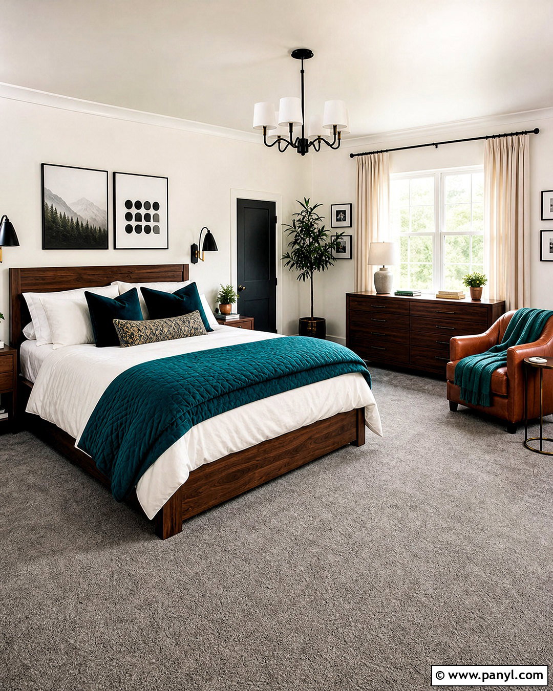 Grey Carpet Bedroom With Teal Accents - 20 grey carpet bedroom ideas