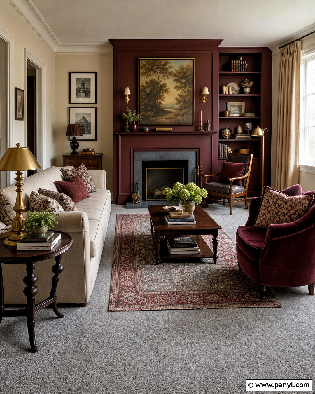 Grey Carpet With Burgundy - 20 grey carpet living room color schemes