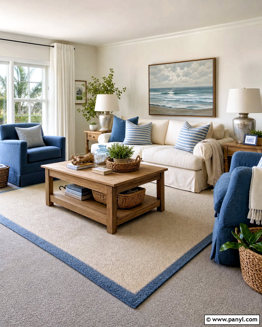 Grey Carpet With Coastal Blue And White - 20 grey carpet living room color schemes