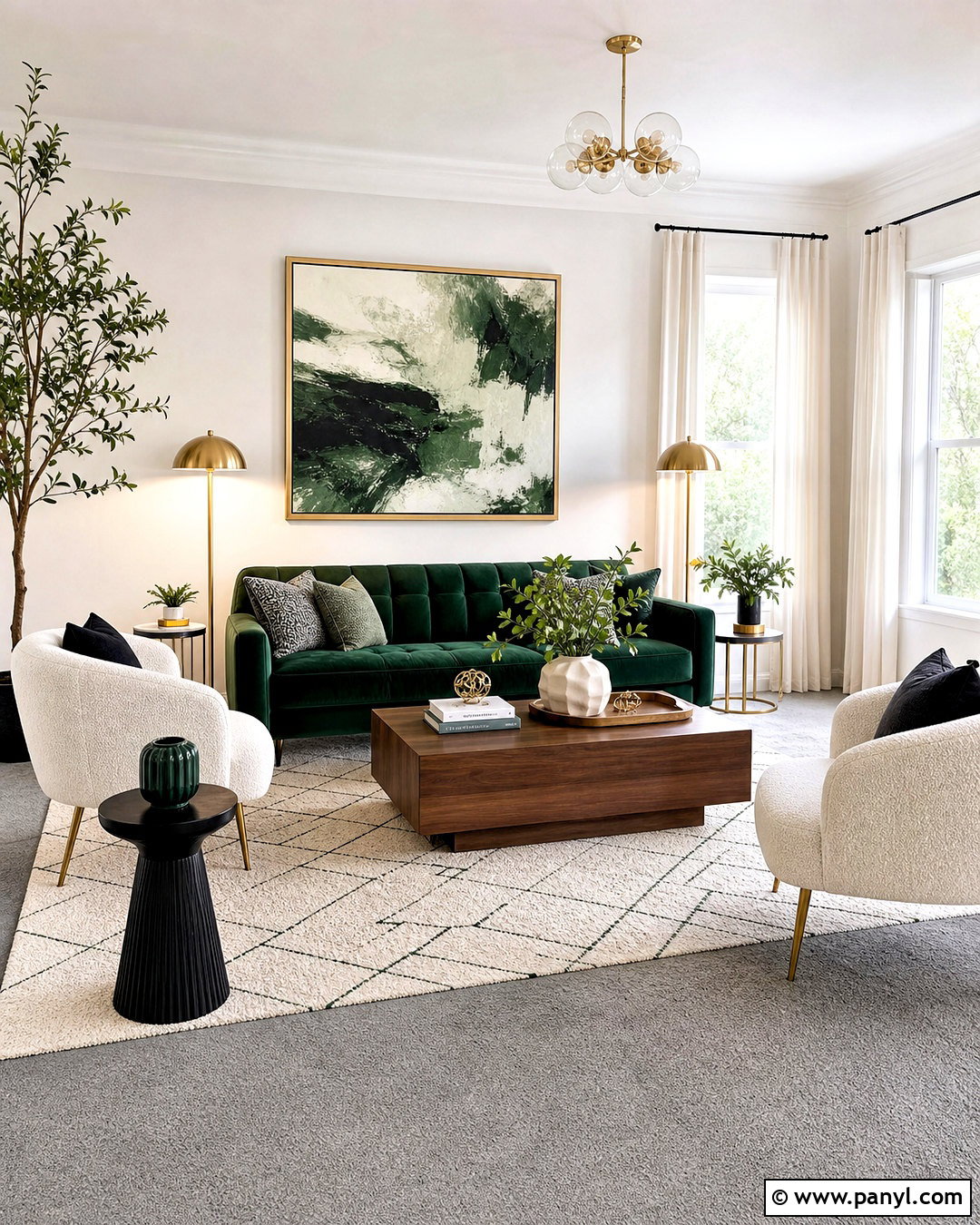 Grey Carpet With Emerald Green - 20 grey carpet living room color schemes