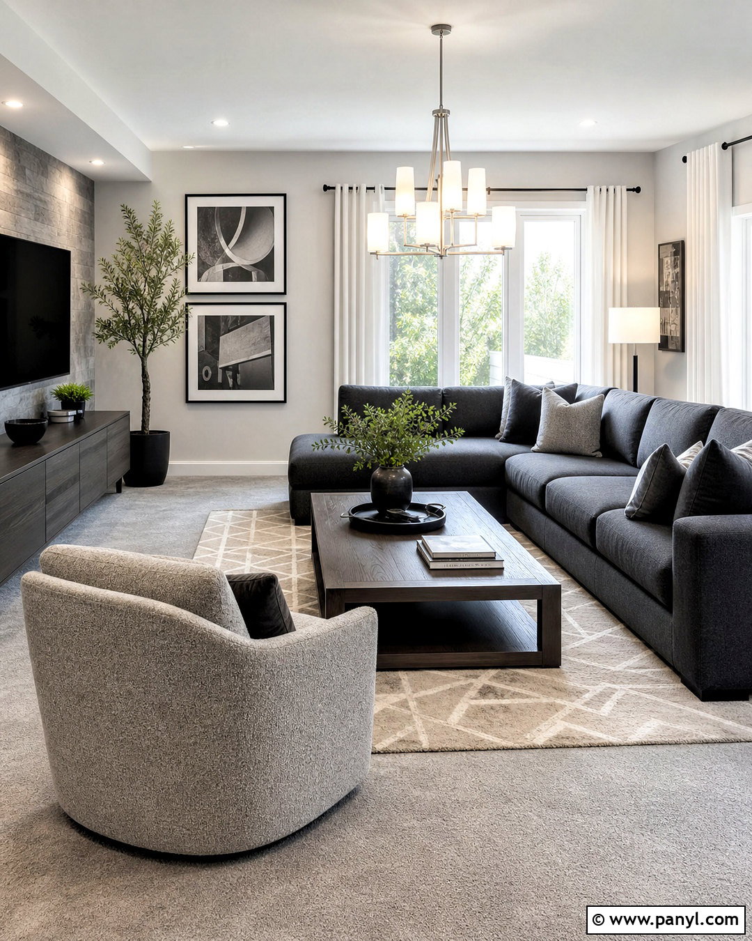 Grey Carpet With Layered Grey - 20 grey carpet living room color schemes