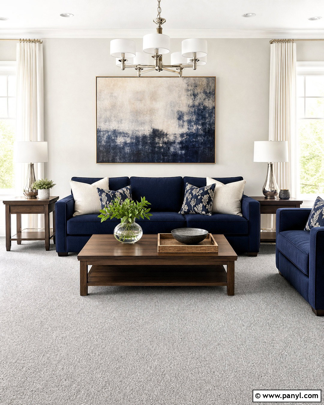 Grey Carpet With Navy Blue Accents - 20 grey carpet living room ideas