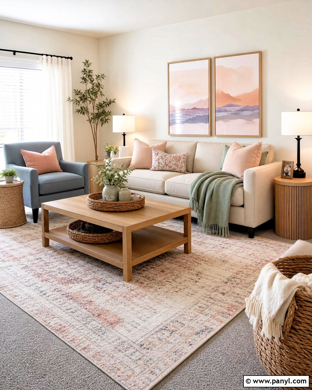 Grey Carpet With Soft Pastels - 20 grey carpet living room color schemes