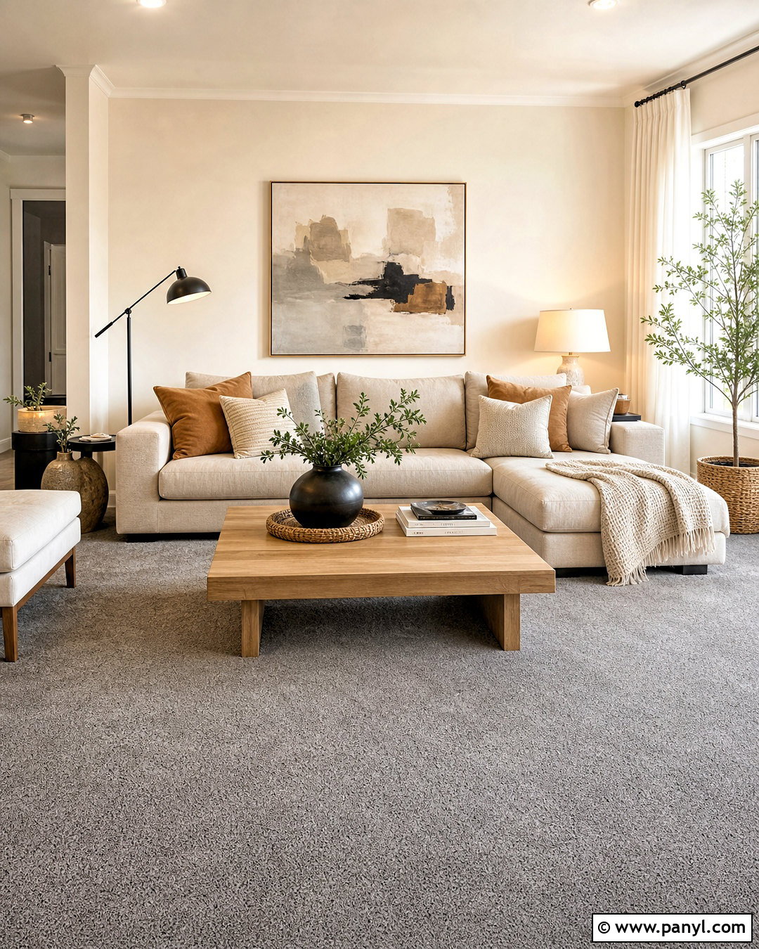 Grey Carpet With Warm White Walls - 20 grey carpet living room color schemes
