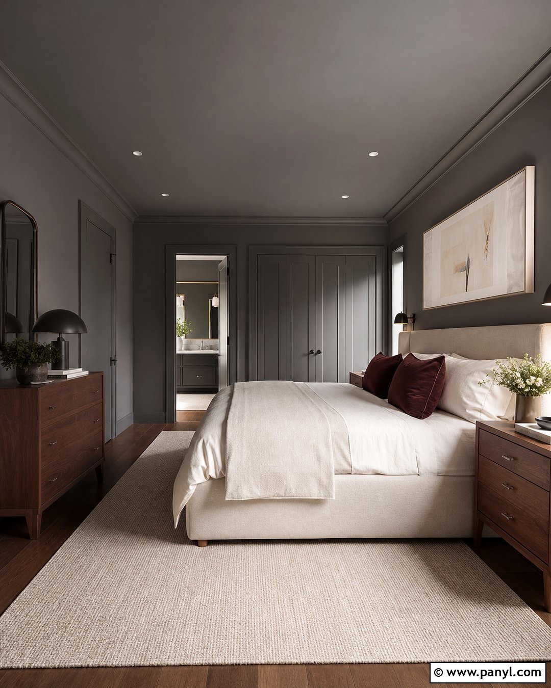 Grey Color Drenched Bedroom - 50 grey wall ideas