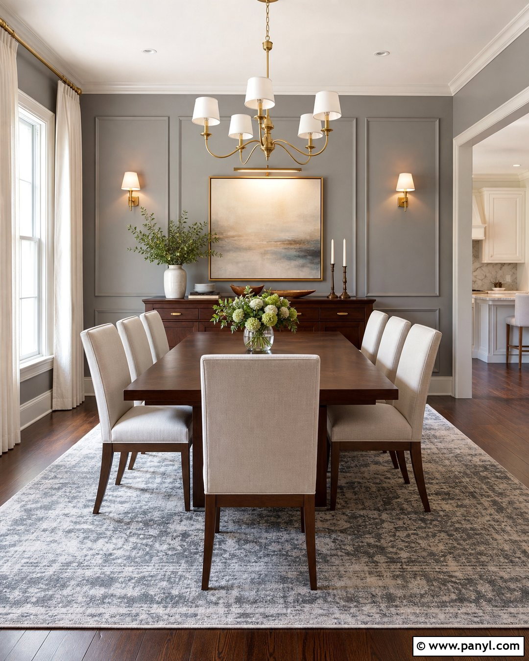 Grey Dining Room Molding Accent Wall - 35 grey accent wall ideas