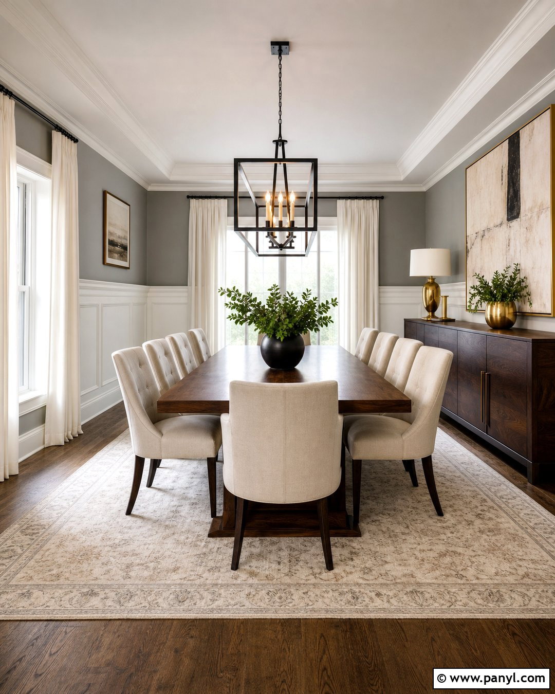 Grey Dining Room Walls With White Wainscoting - 25 White Grey Walls