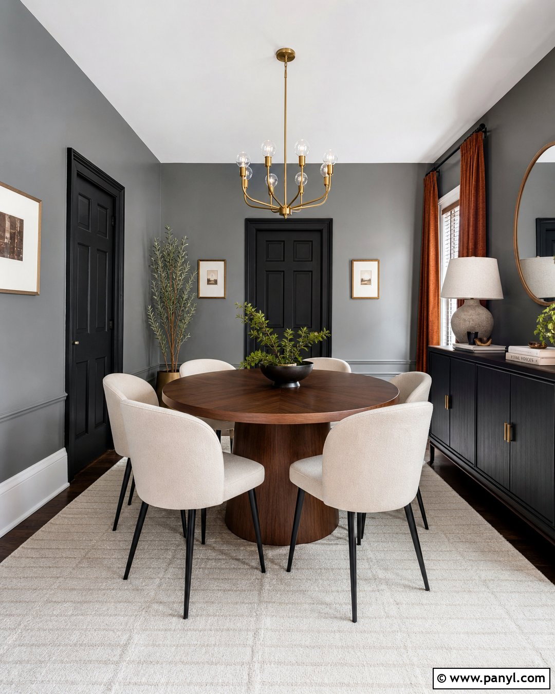 Grey Dining Room With Black Doors - 25 Grey Walls With Black Doors