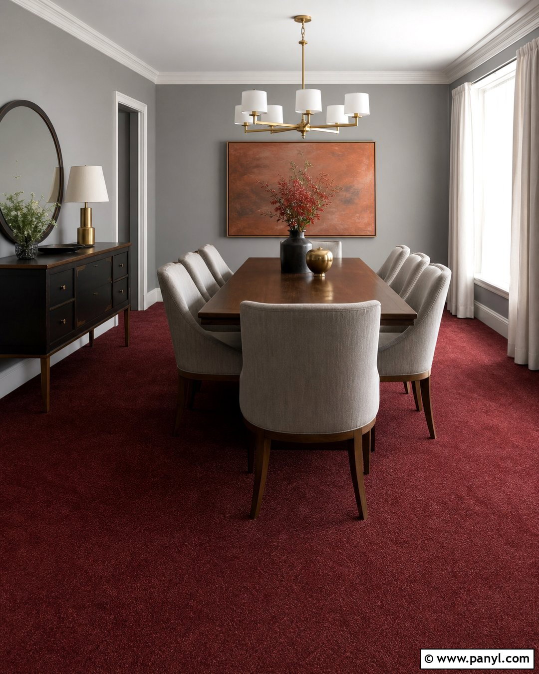 Grey Dining Room With Red Carpet - 20 Red Carpet Grey Walls