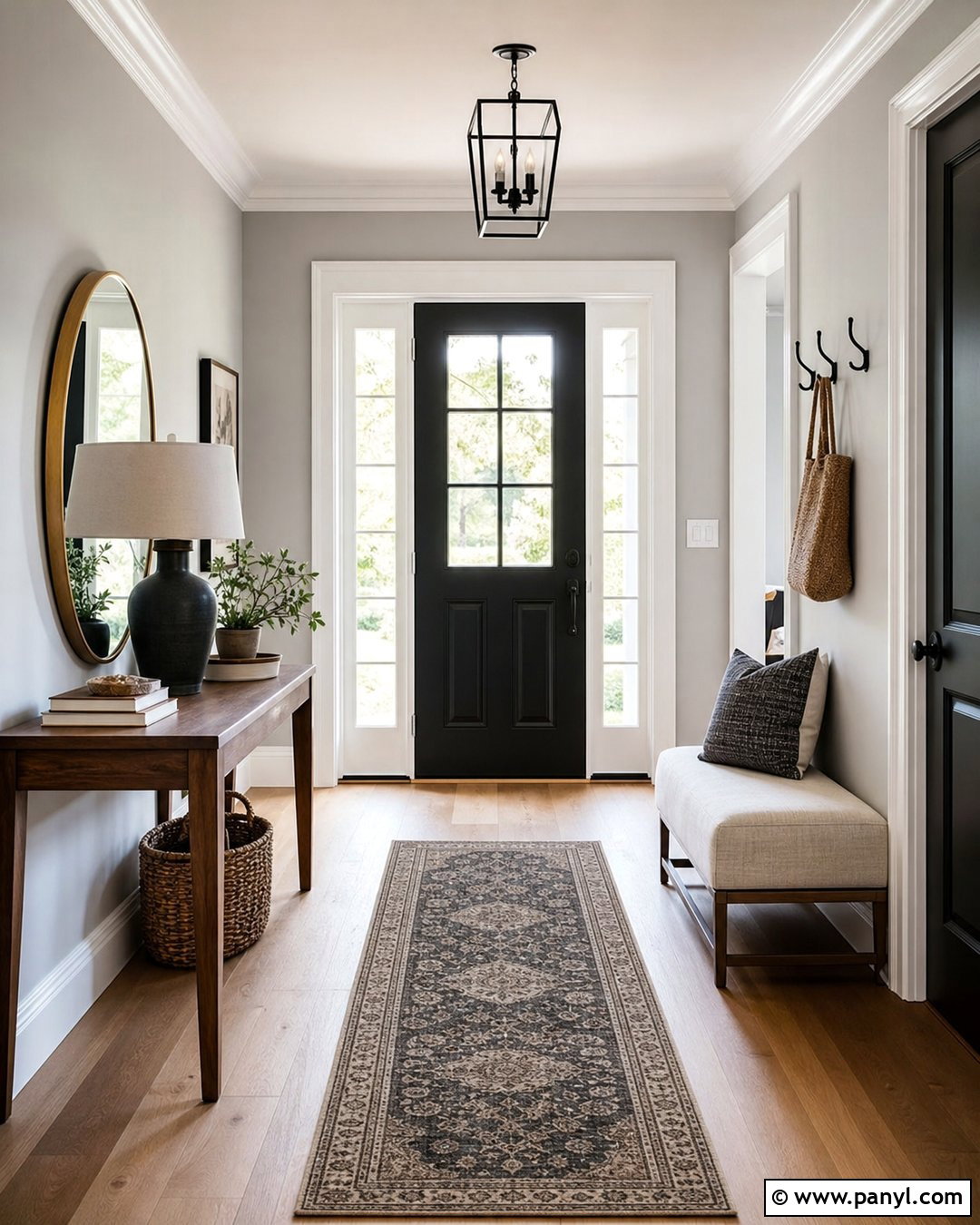 Grey Entryway With Black Doors - 25 Grey Walls With Black Doors