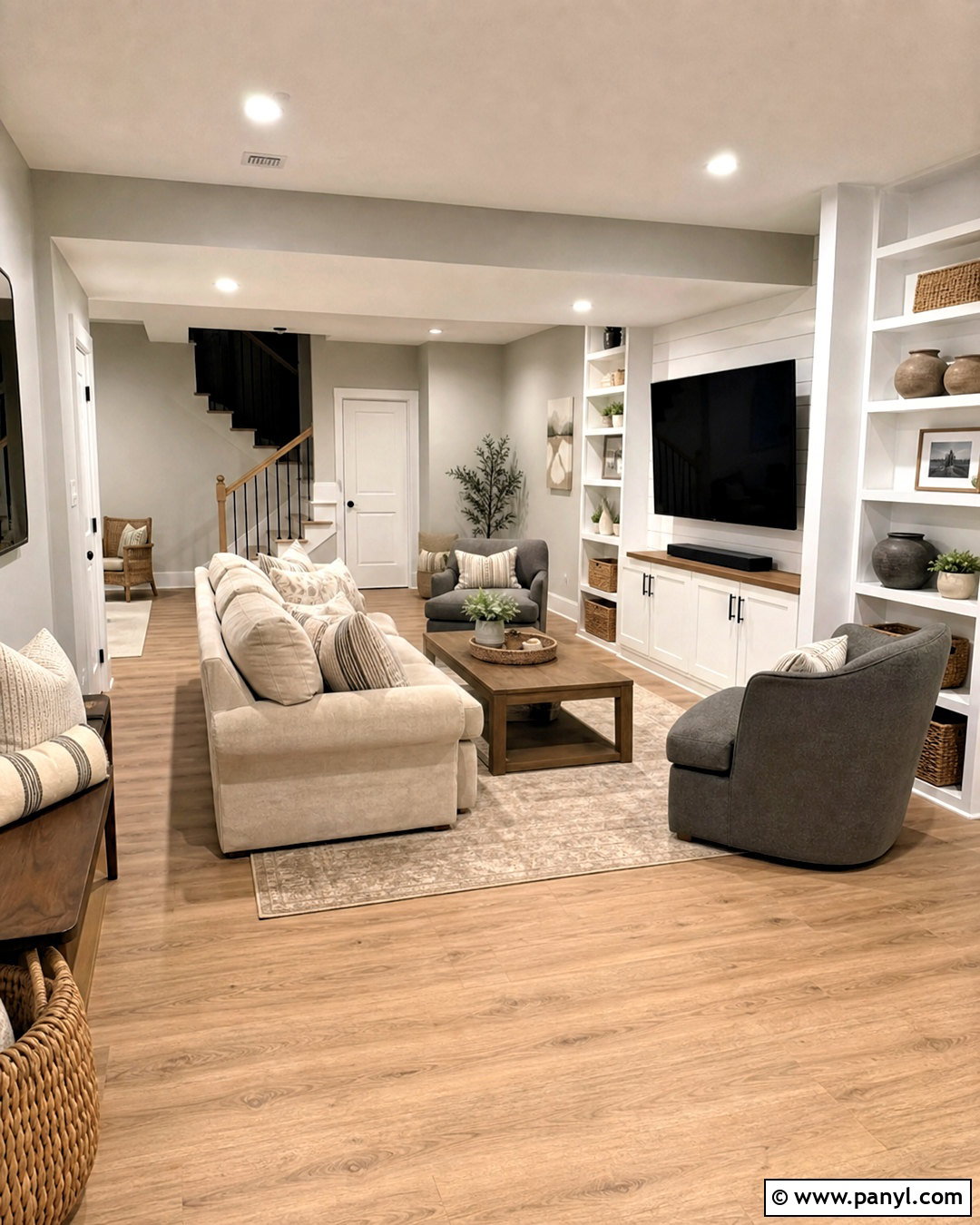 Grey Farmhouse Basement - 20 grey basement ideas