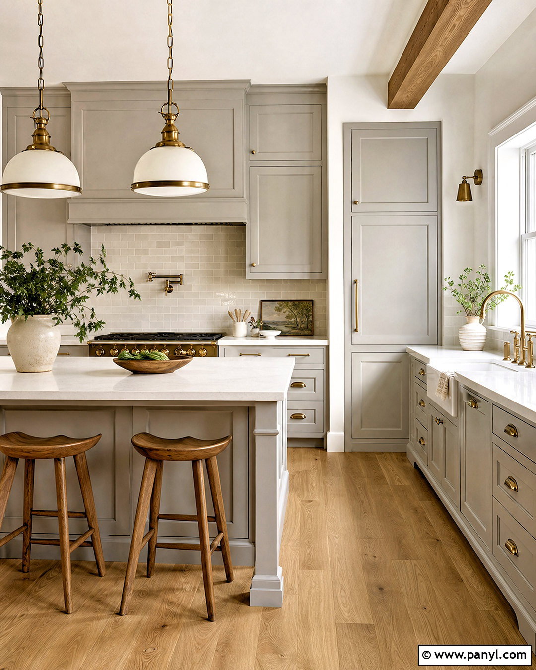 Grey Farmhouse Kitchen With Brass Hardware - 20 grey farmhouse kitchen ideas