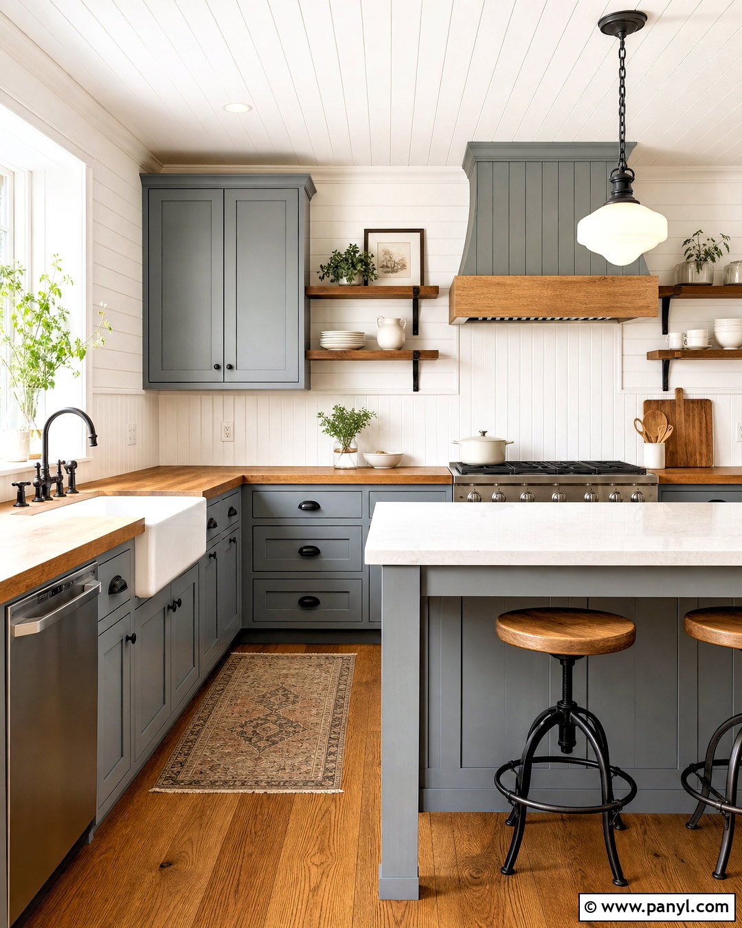 Grey Farmhouse Kitchen With Butcher Block Counters - 20 grey farmhouse kitchen ideas