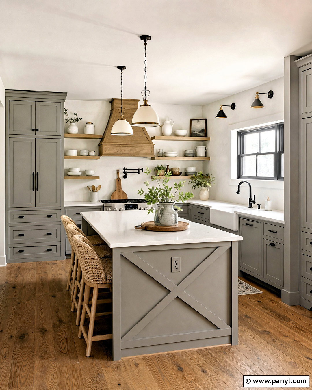 Grey Farmhouse Kitchen With Open Shelves - 20 grey farmhouse kitchen ideas