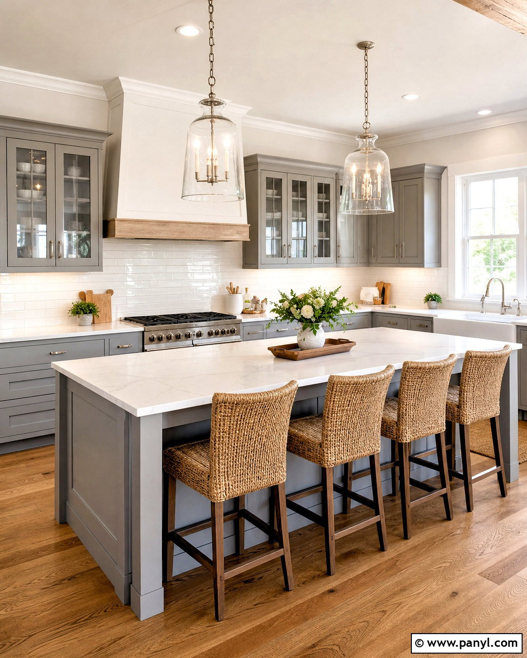 Grey Farmhouse Kitchen With White Quartz - 20 grey farmhouse kitchen ideas