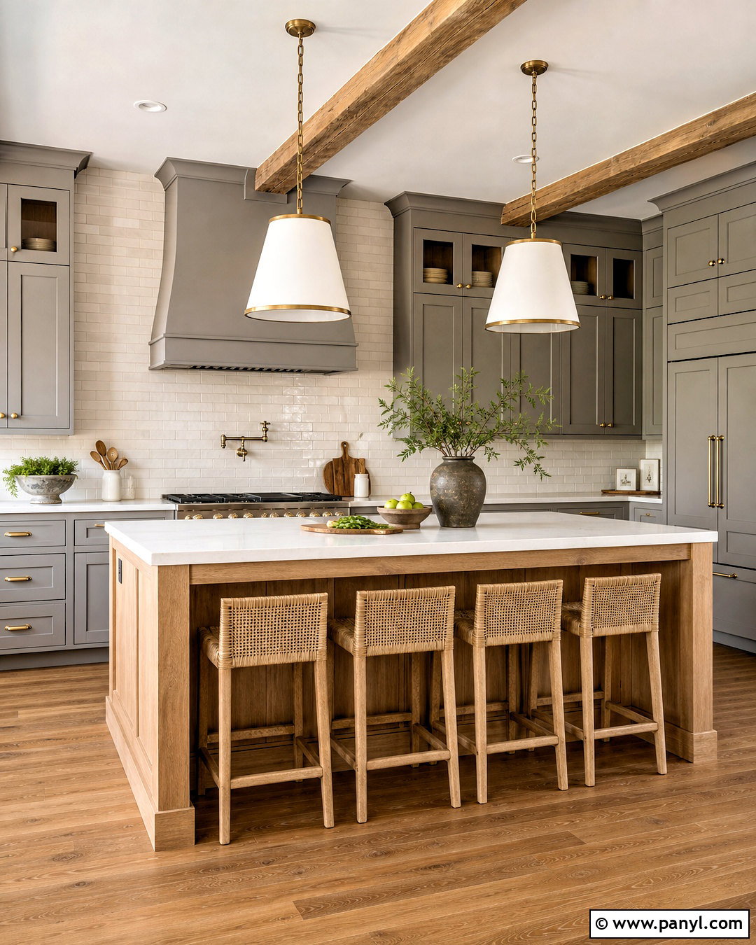 Grey Farmhouse Kitchen With Wood Island - 20 grey farmhouse kitchen ideas