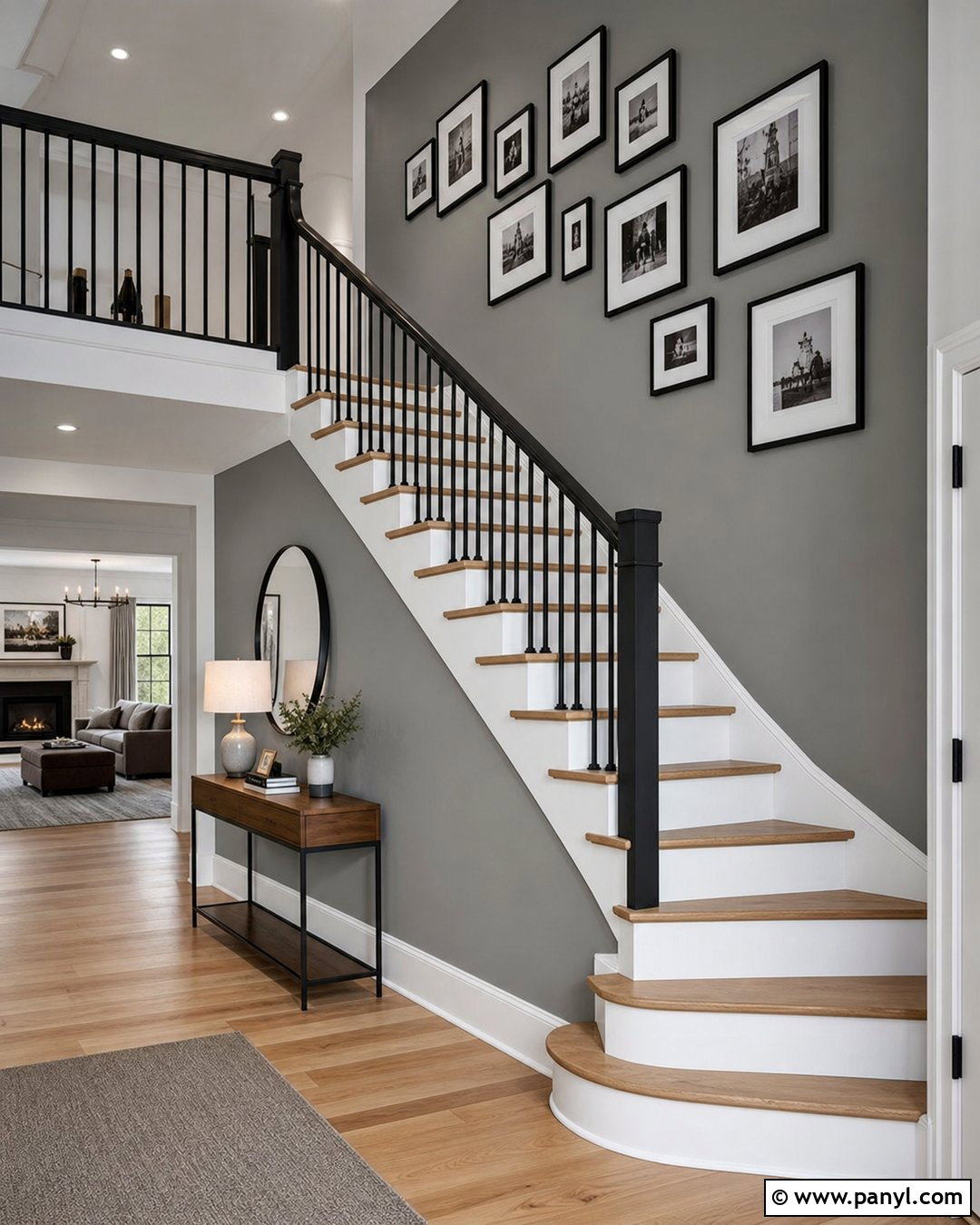 Grey Feature Wall Staircase - 30 Grey Feature Wall Ideas