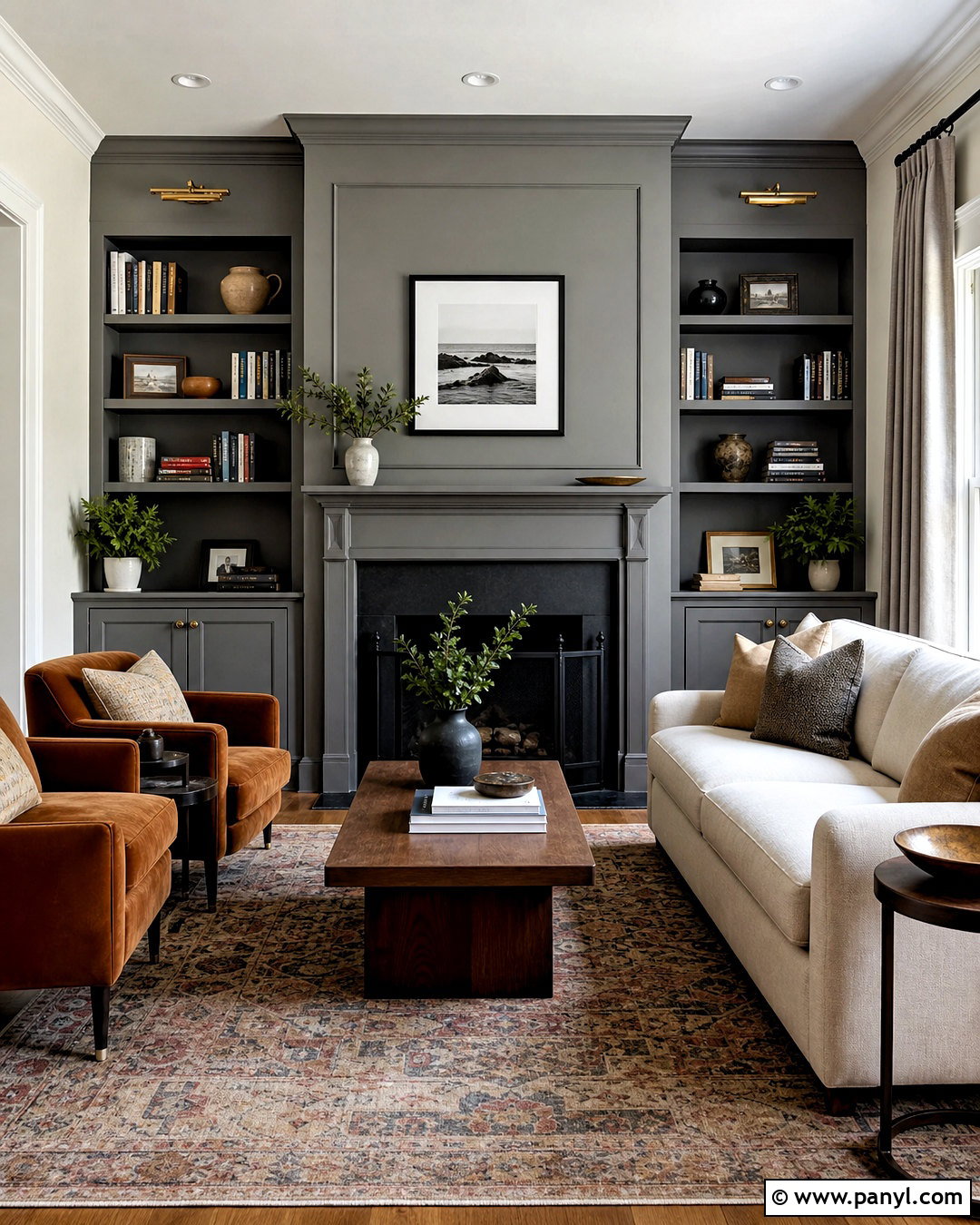 Grey Fireplace Living Room With Warm White Walls - 20 grey paint living room ideas
