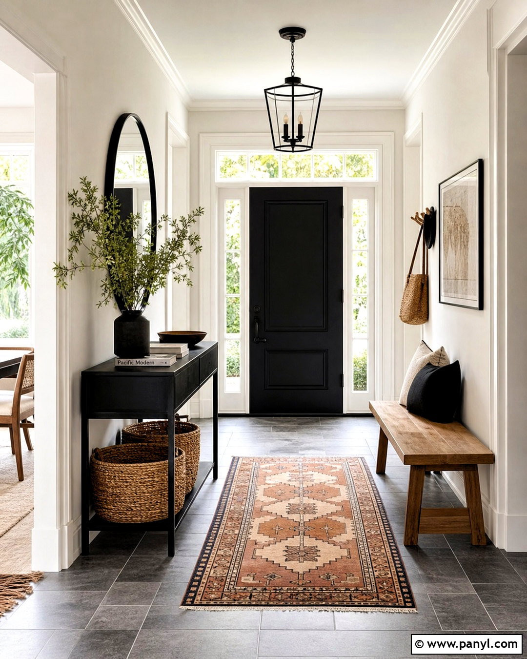 Grey Floor Entryway With Black Accents - 20 grey floor interior ideas